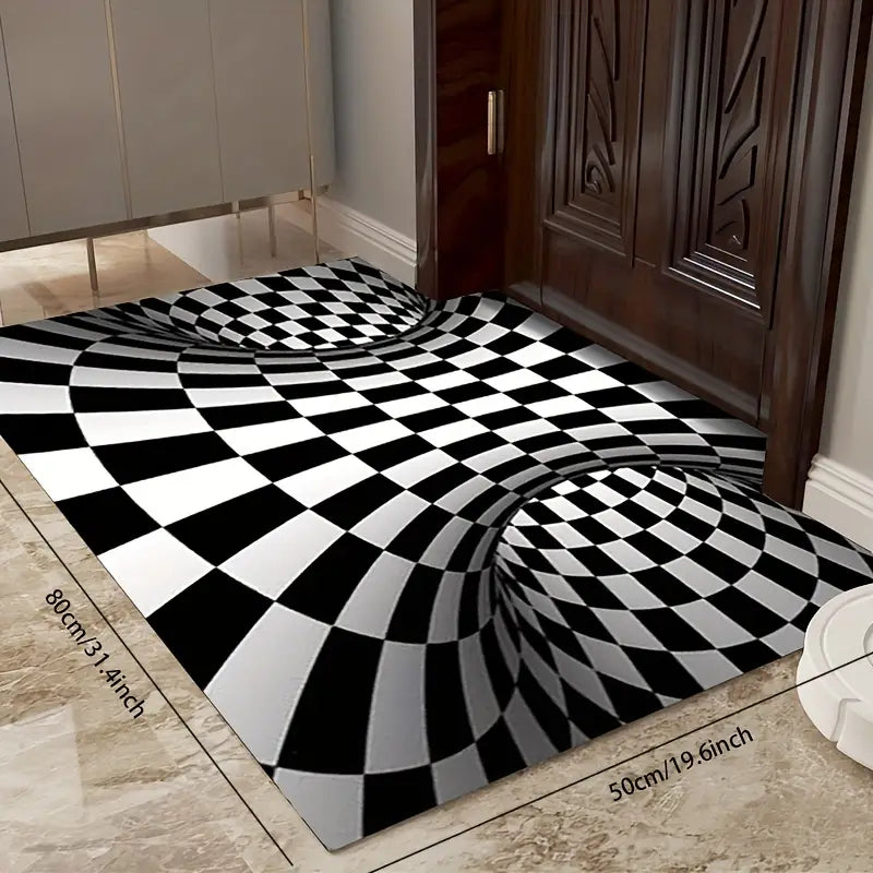 Checkered 3D Illusion Rug