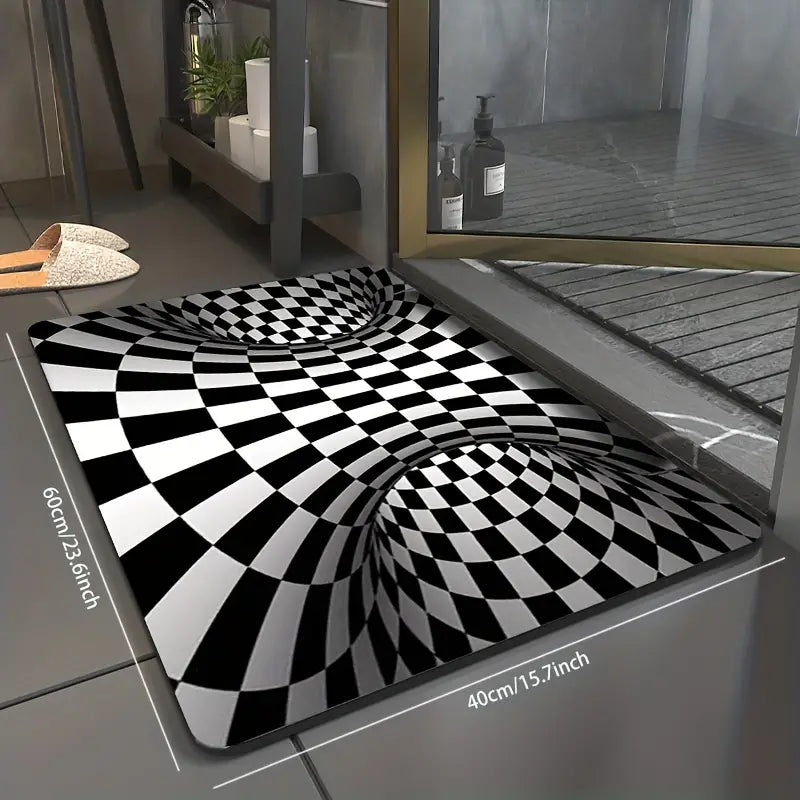 Checkered 3D Illusion Rug