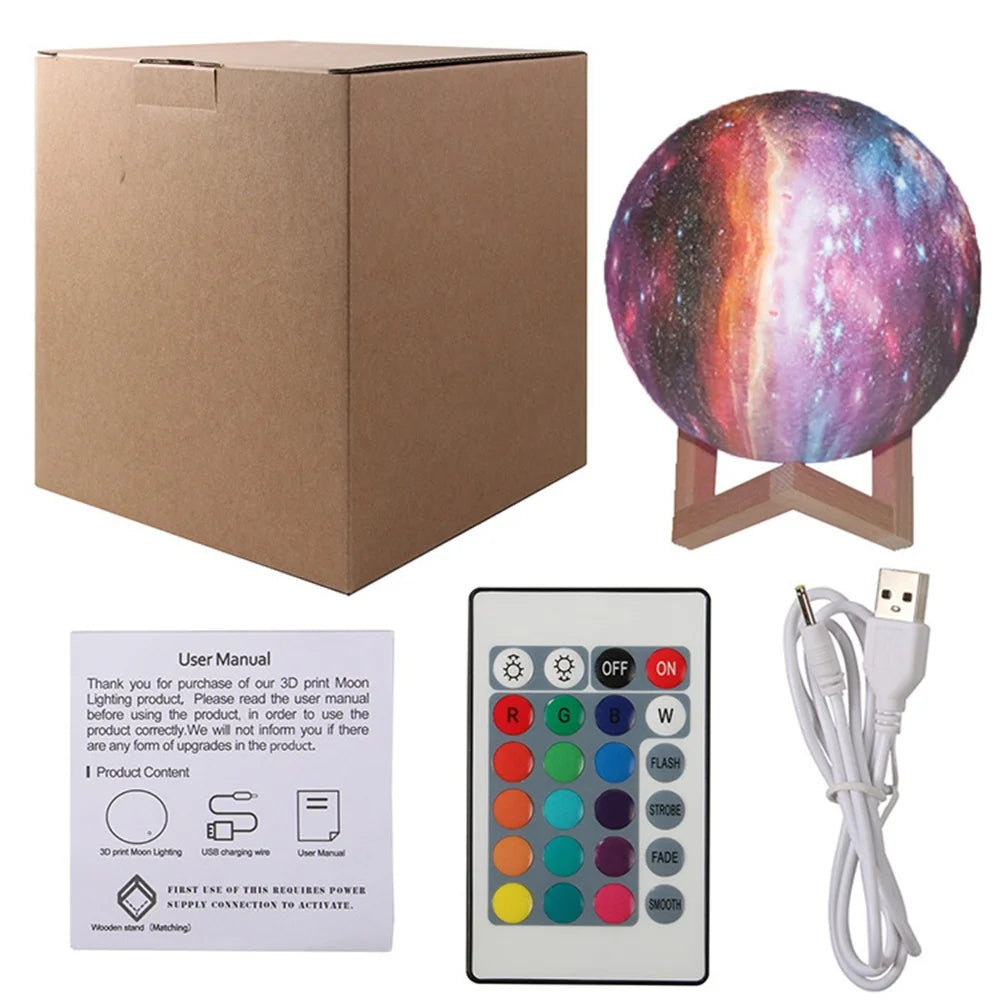 LED 3D Print Moon Night Light 