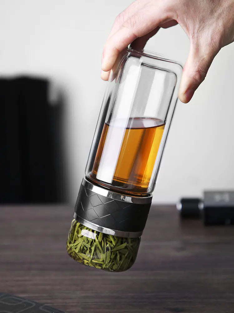 Double-Wall Glass Tea Infuser Cup