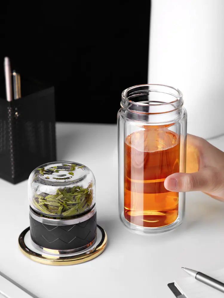 Double-Wall Glass Tea Infuser Cup