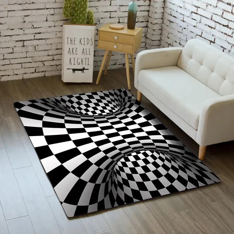 Checkered 3D Illusion Rug