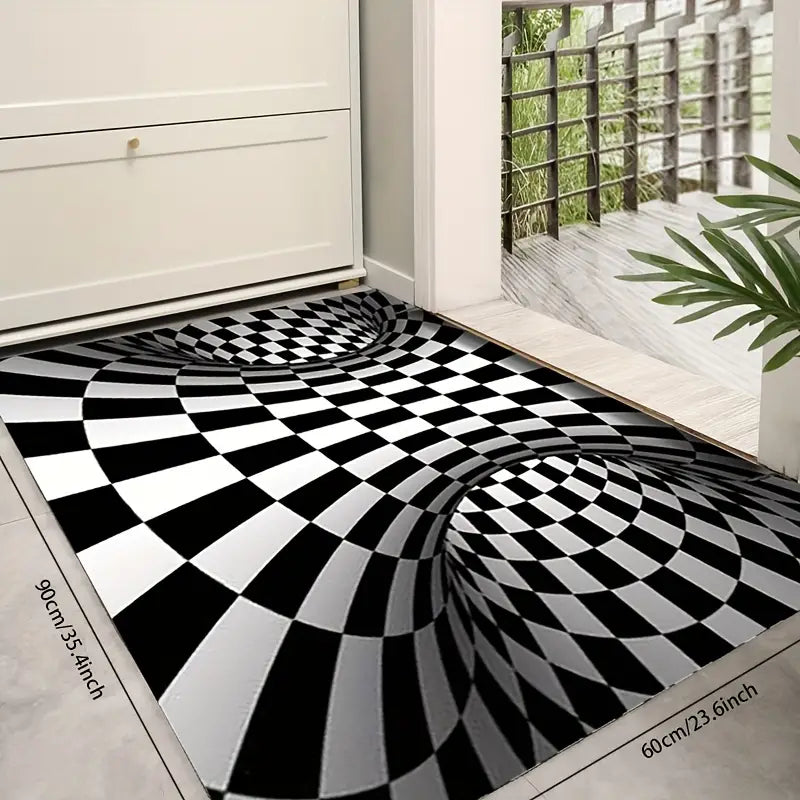 Checkered 3D Illusion Rug